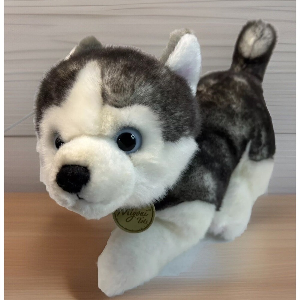 Miyoni By Aurora Plush Husky Puppy Dog 9" Stuffed Animal‎ Blue Eyes